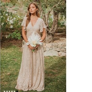 Show Me Your Mumu Sandra champagne lace maxi dress Small